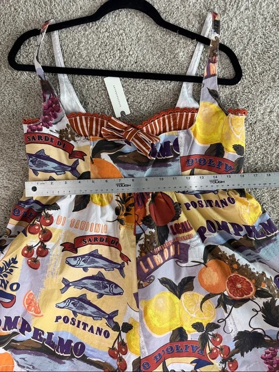 MAEVE Anthropologie Colorful Fruit Print Sundress with Bow - Picture 9 of 12